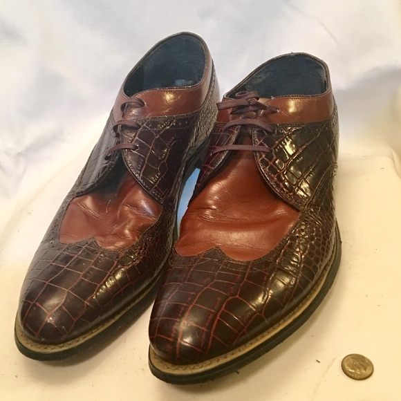 Men’s Stacy Adams Croc Print Wingtip “Dayton” 11M - Picture 2 of 4